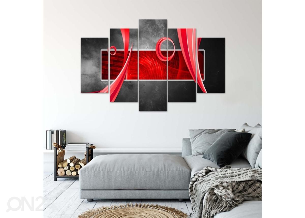 Viieosaline seinapilt Abstract Red Rectangle 100x70 cm suurendatud