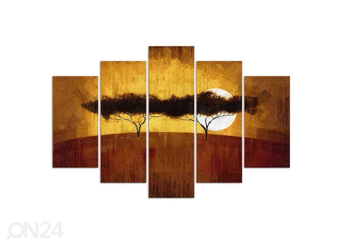 Viieosaline seinapilt African trees 150x100 cm suurendatud