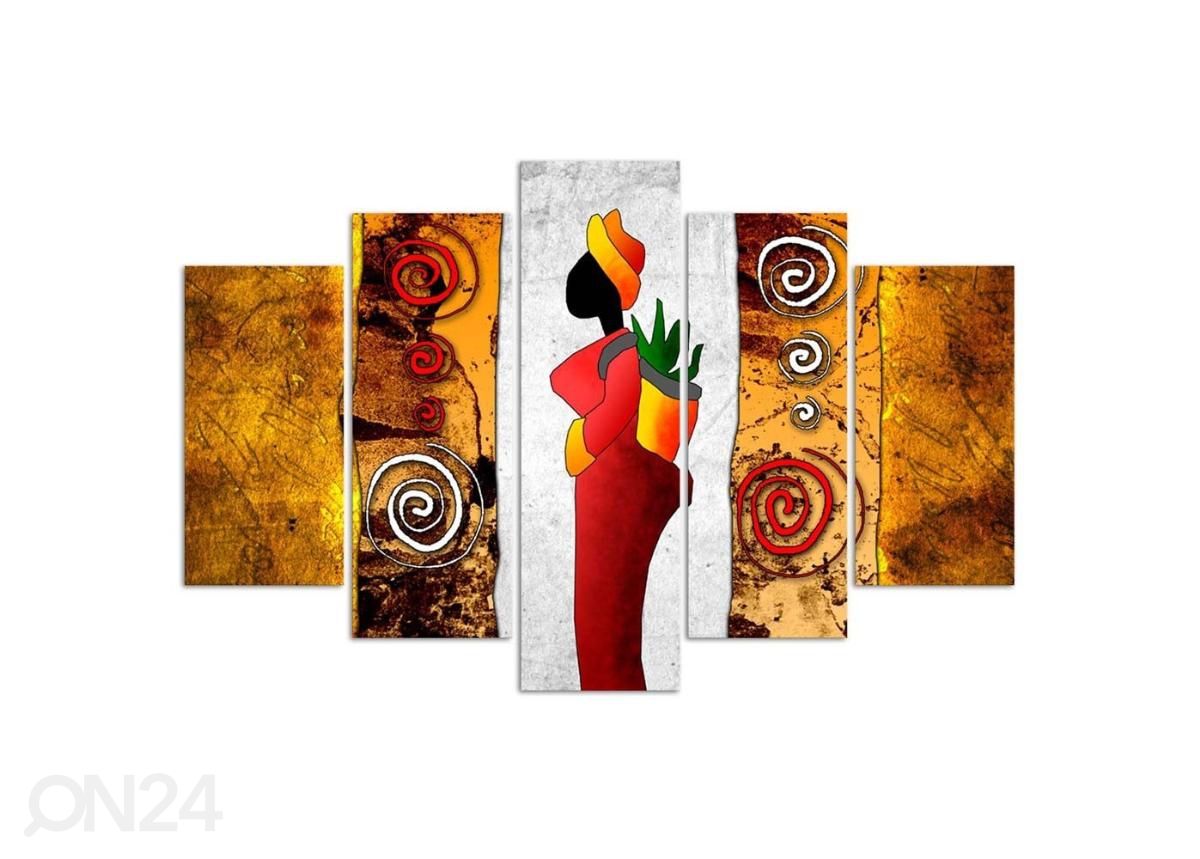 Viieosaline seinapilt African Woman 100x70 cm suurendatud