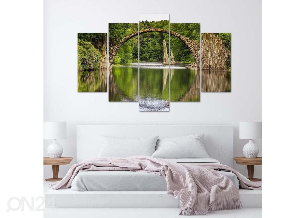 Viieosaline seinapilt Arch bridge over the lak 100x70 cm suurendatud