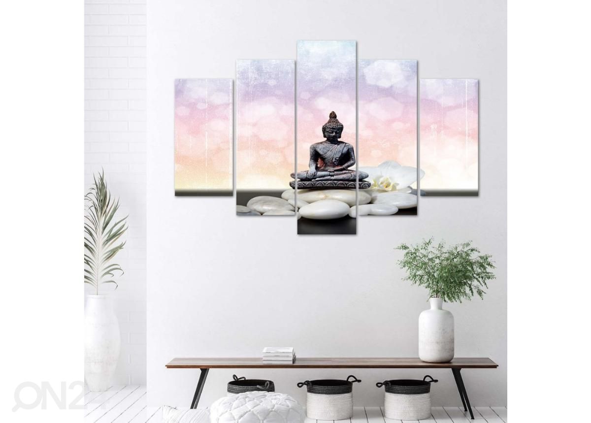 Viieosaline seinapilt Buddha on a gentle background 150x100 cm suurendatud