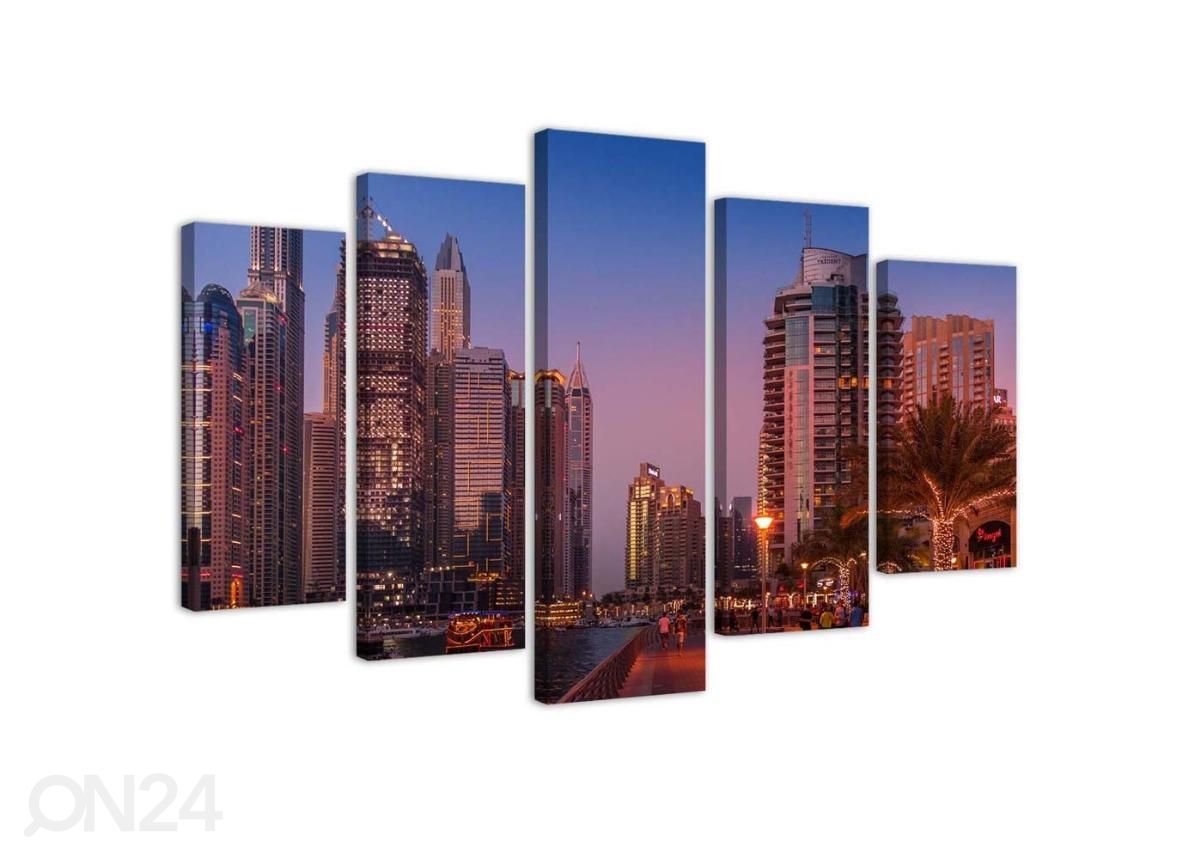 Viieosaline seinapilt Dubai Evening 100x70 cm suurendatud