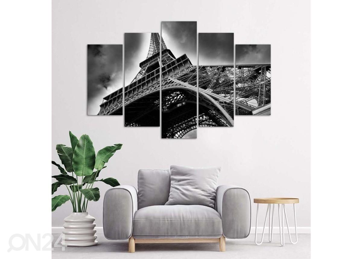 Viieosaline seinapilt Eiffel Tower in the Clouds 200x100 cm suurendatud