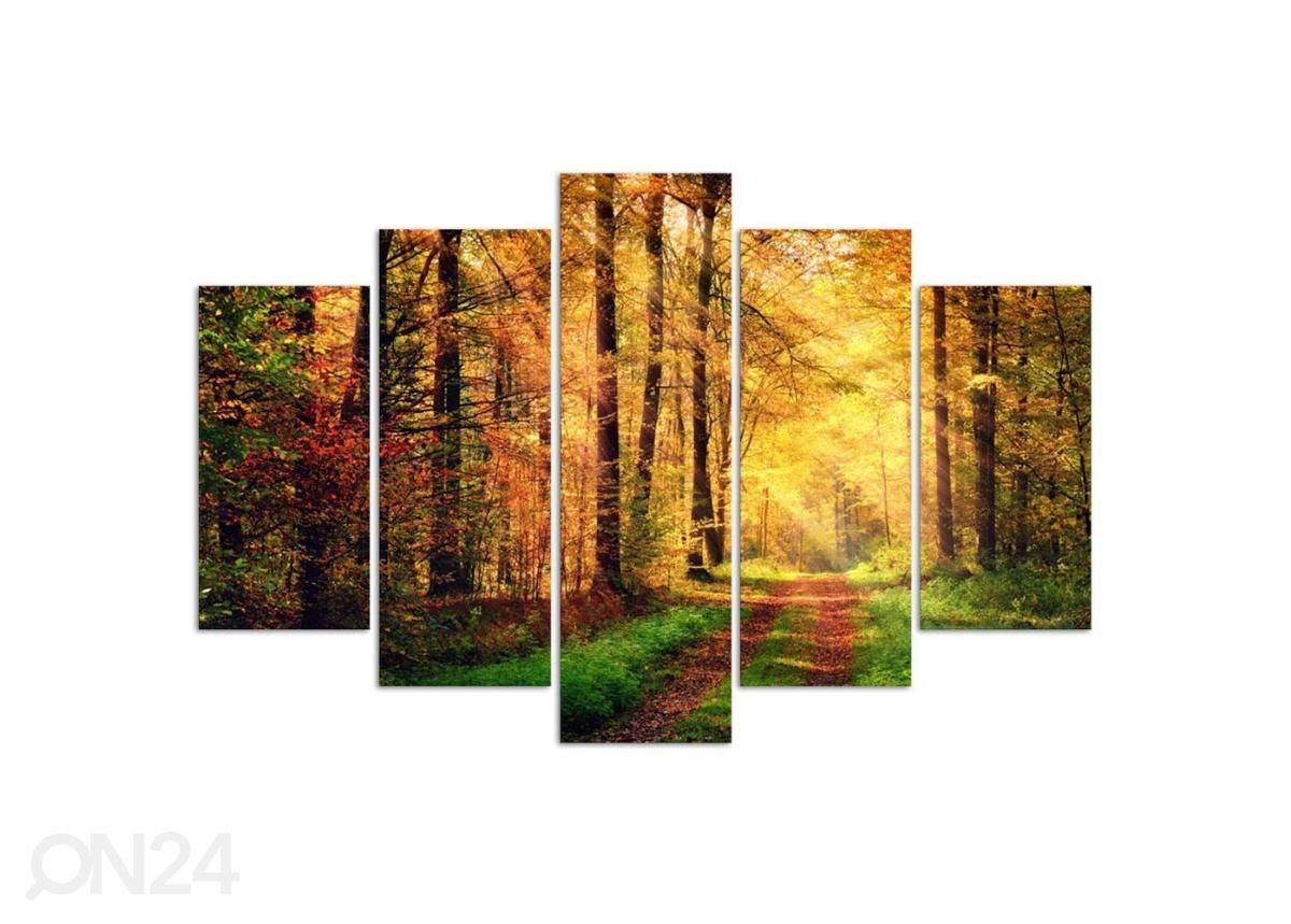 Viieosaline seinapilt Forest road 150x100 cm suurendatud