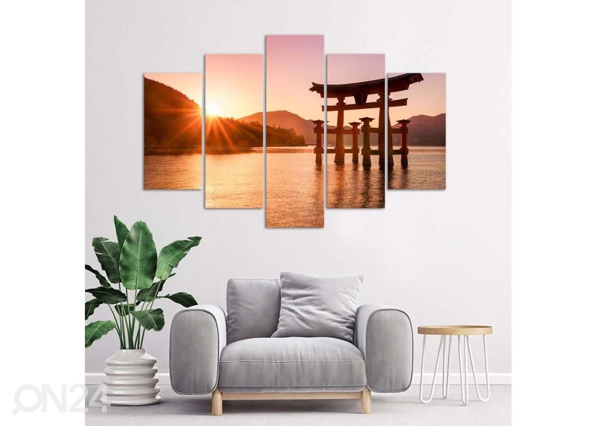 Viieosaline seinapilt Japan Landscape 150x100 cm suurendatud