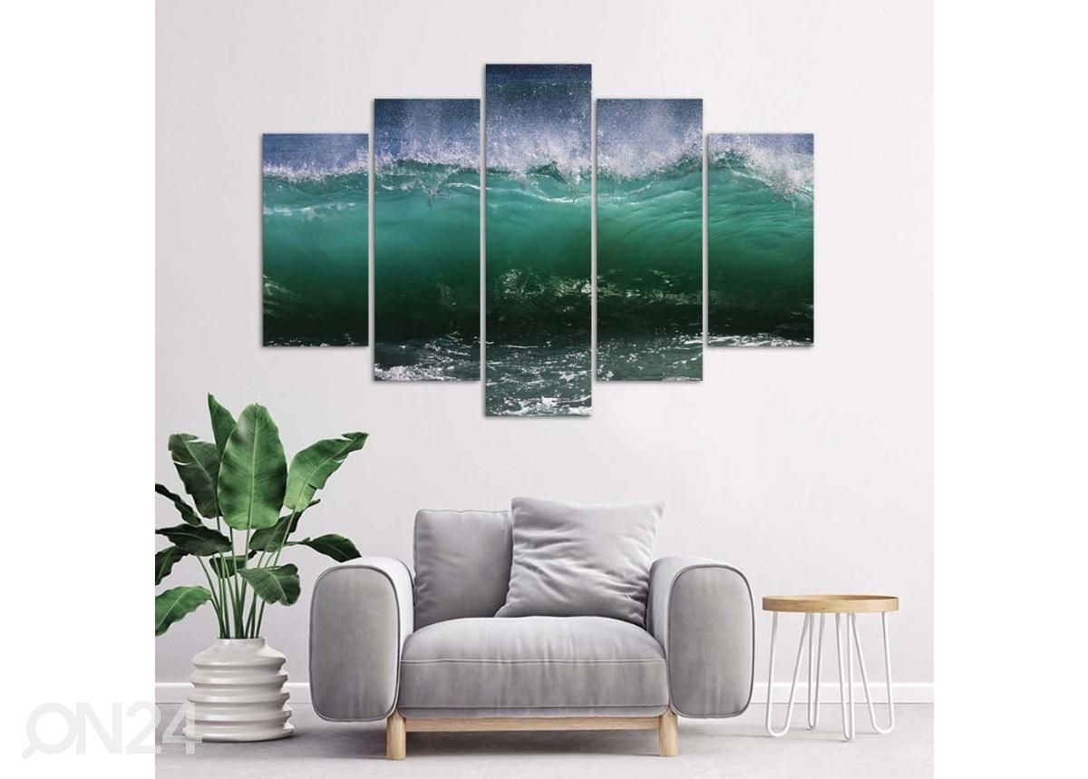 Viieosaline seinapilt Rough Wave 100x70 cm suurendatud