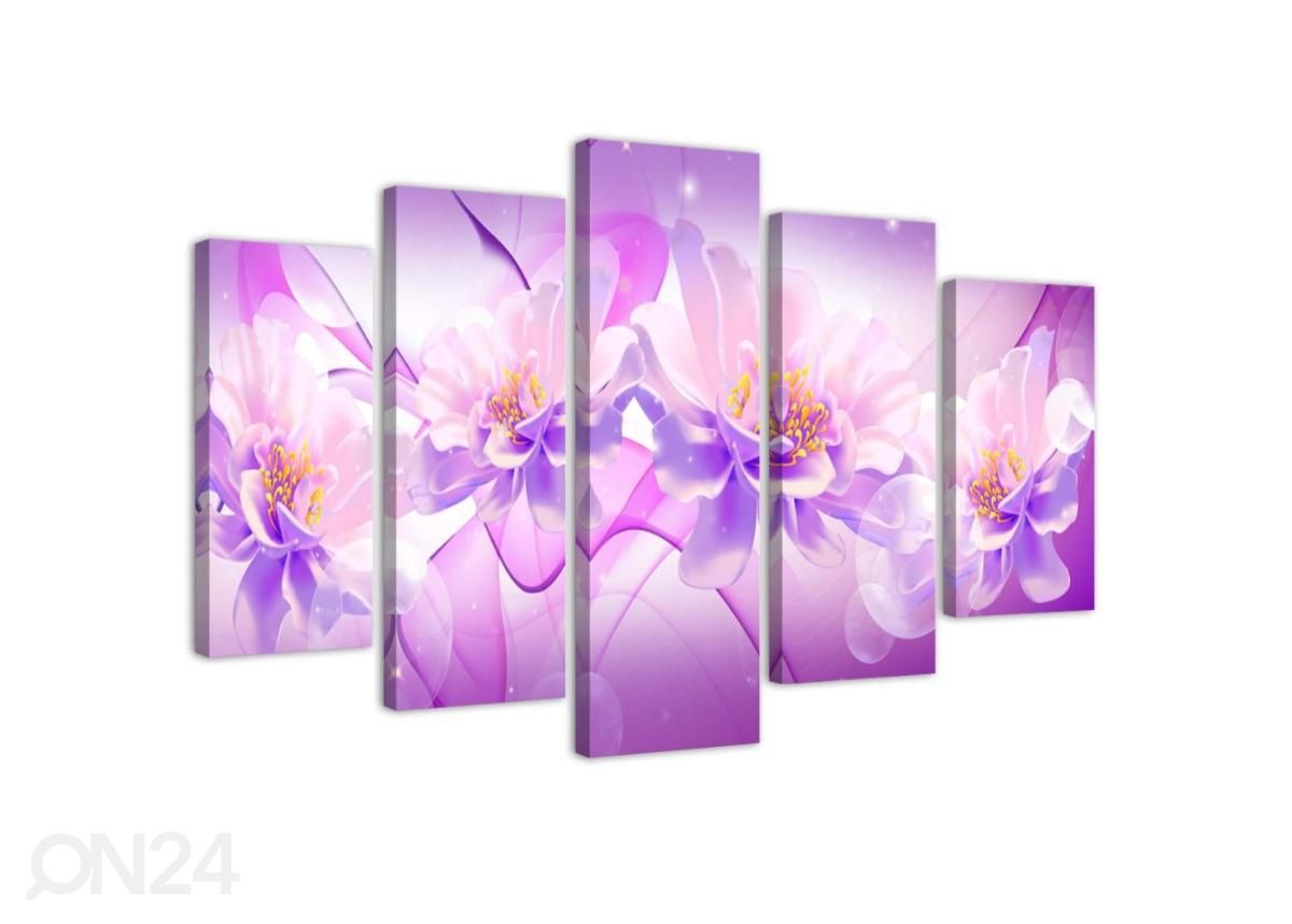 Viieosaline seinapilt Violet Flower Composition 150x100 cm suurendatud