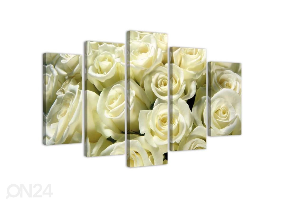 Viieosaline seinapilt White Roses 100x70 cm suurendatud