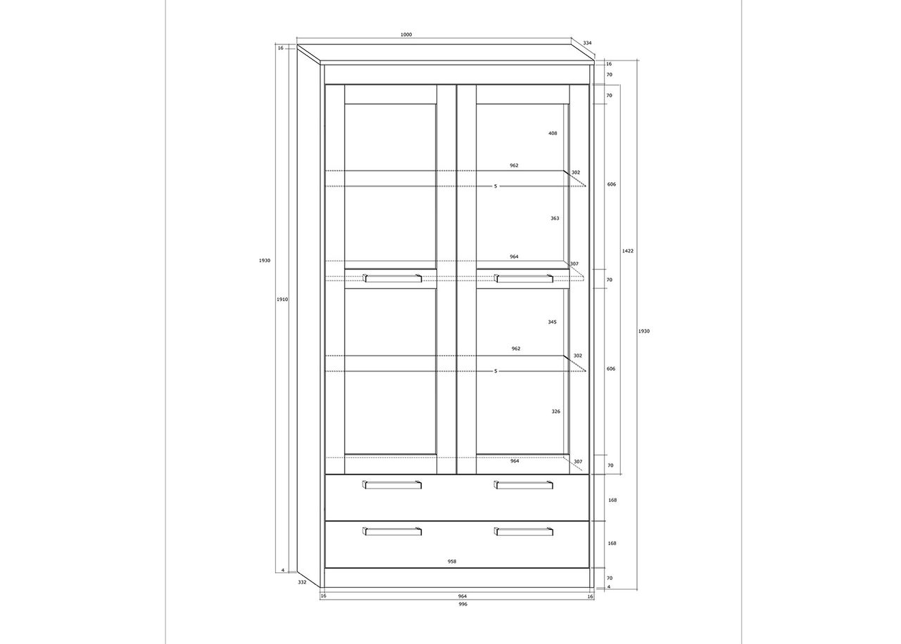 Vitriinkapp 100 cm suurendatud