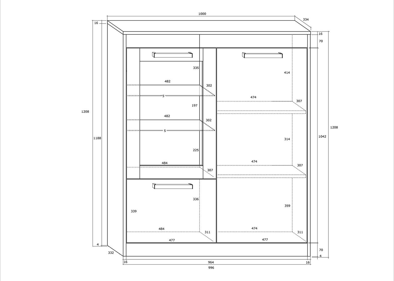 Vitriinkapp 100 cm suurendatud