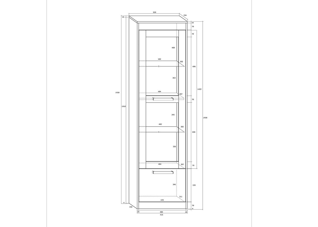 Vitriinkapp 52 cm suurendatud