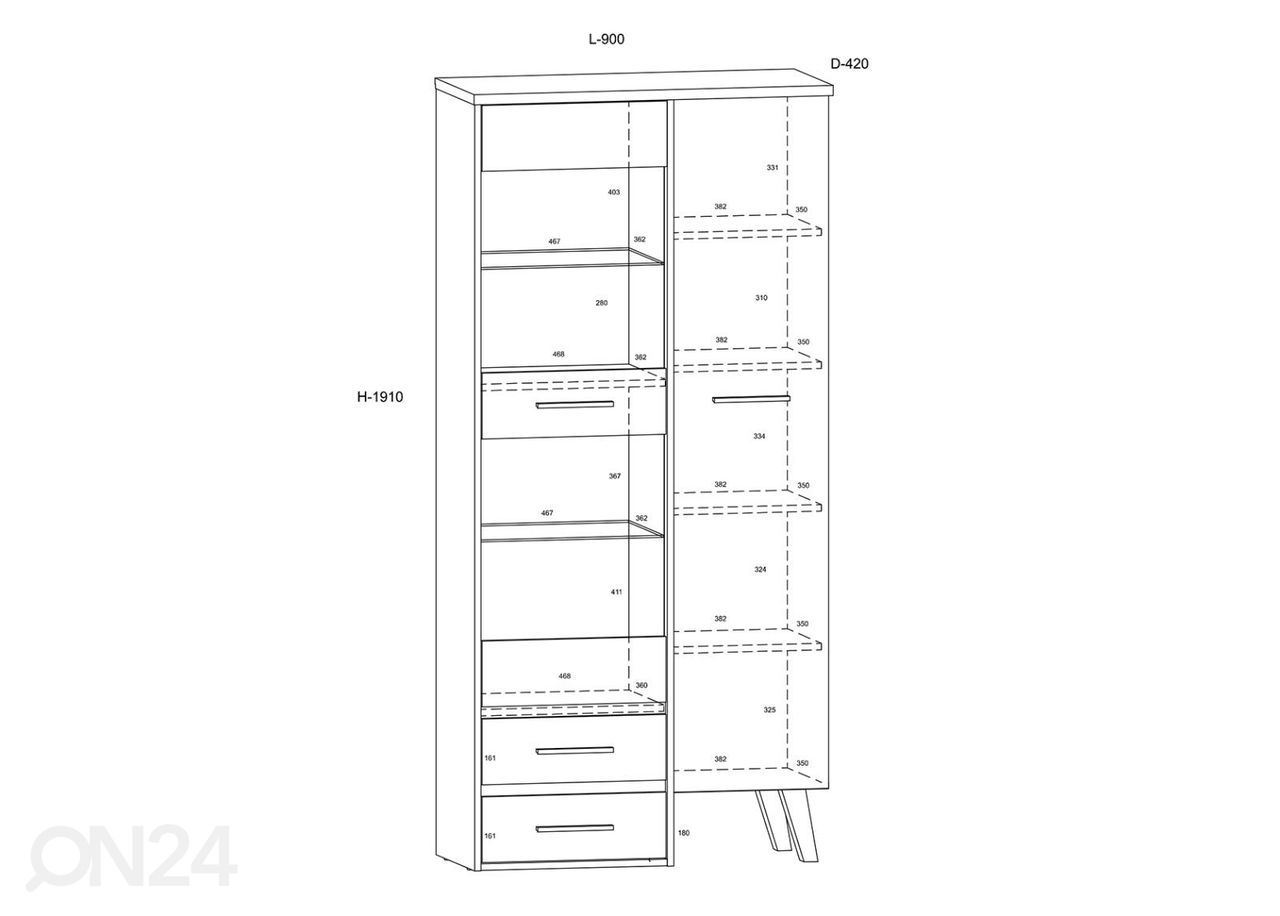 Vitriinkapp 90 cm suurendatud