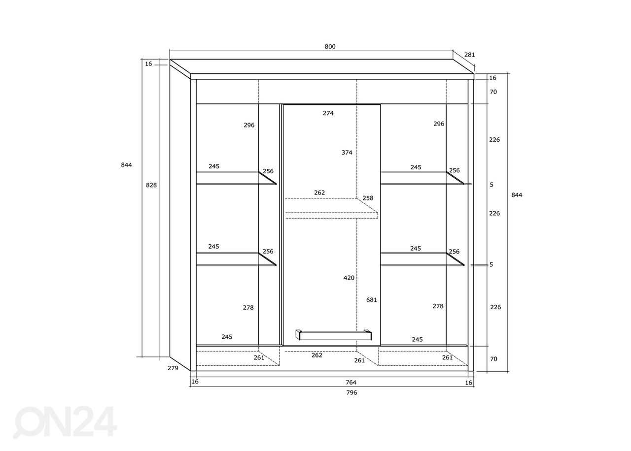 Vitriinkapp Cobhy 80 cm suurendatud