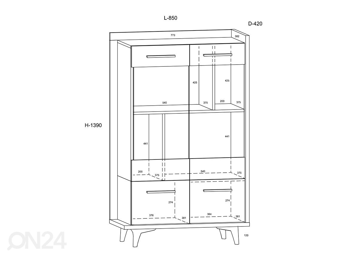 Vitriinkapp Kinsale 85 cm suurendatud