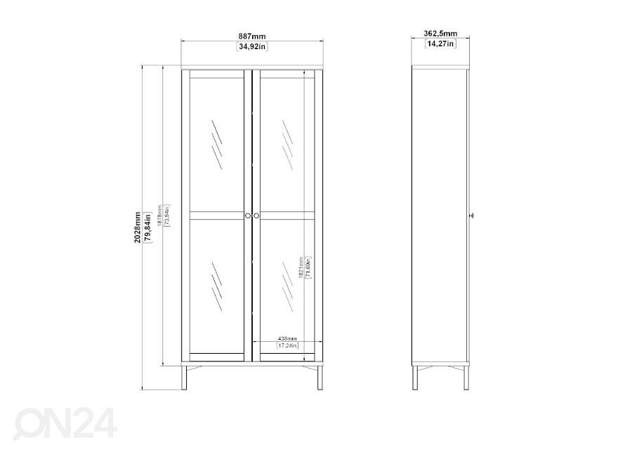 Vitriinkapp Roma 88 cm, must suurendatud