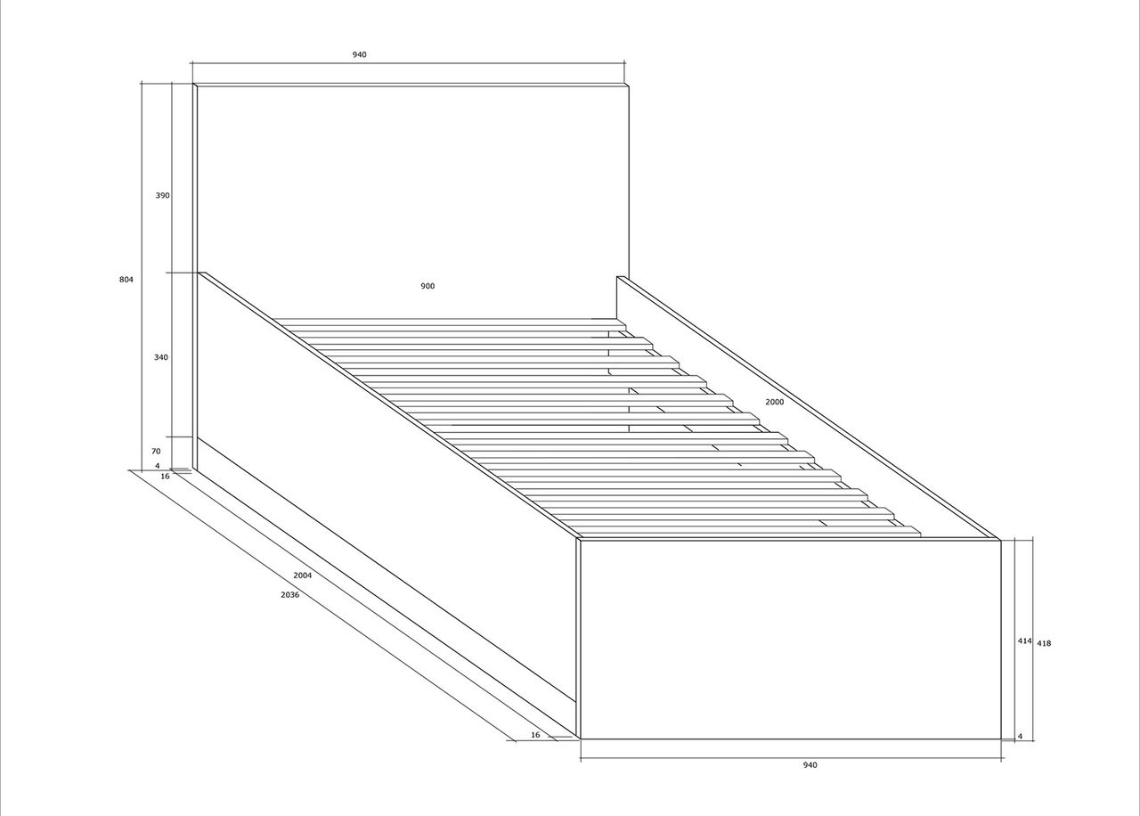 Voodi Cobhy 90x200 cm suurendatud