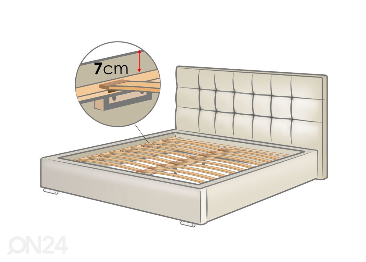 Voodi ülestõstetava voodipõhjaga 160x200 cm suurendatud