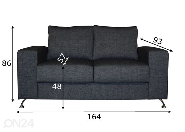 2-kohaline diivan Derry mõõdud