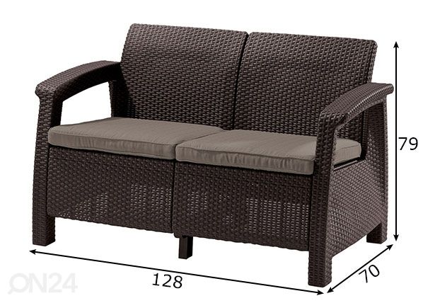 Aiadiivan Keter Corfu, Loveseat 2-ne, pruun mõõdud