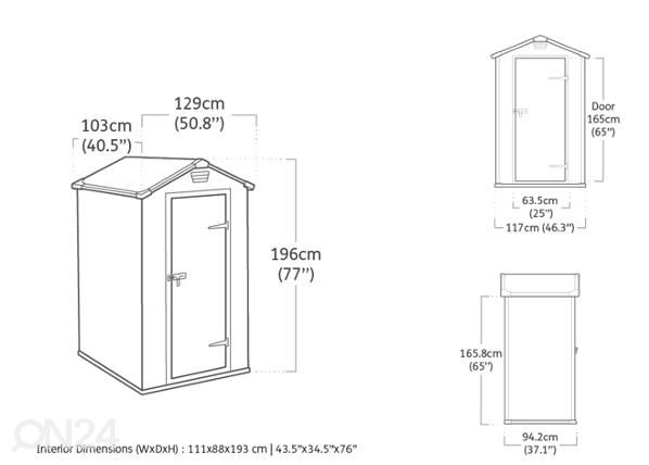 Aiakuur Keter Manor 0,98 m², 128x94x196 cm mõõdud