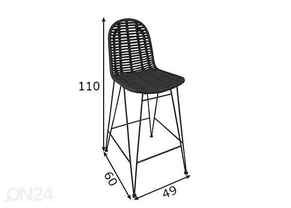 Baaritool Rattan mõõdud