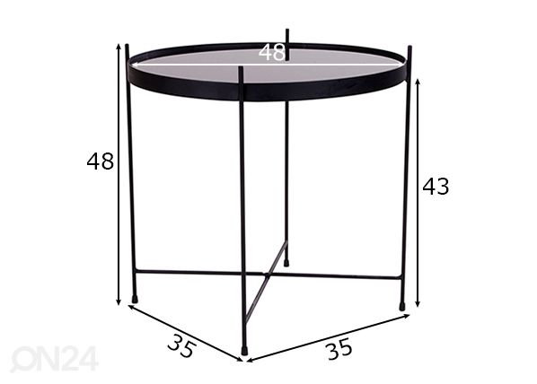 Diivanilaud Venezia Ø48 cm mõõdud