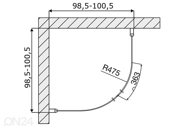 Dušinurk Duschy Round 100x100 cm mõõdud