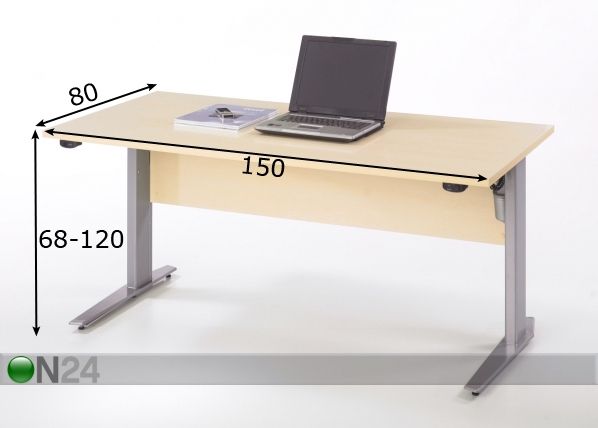 Elektriliselt reguleeritav kontorilaud Prima mõõdud