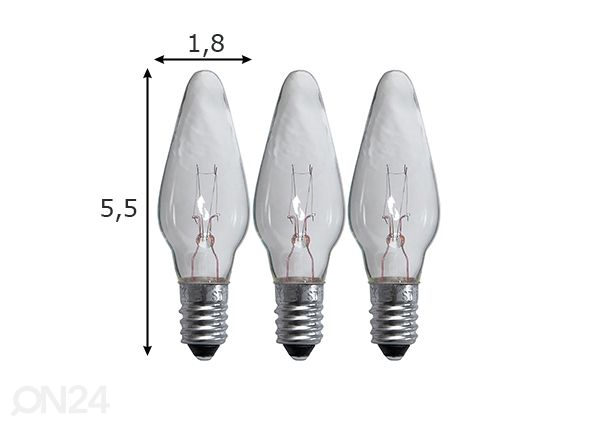 Elektripirnid E10 3 W (3tk) mõõdud