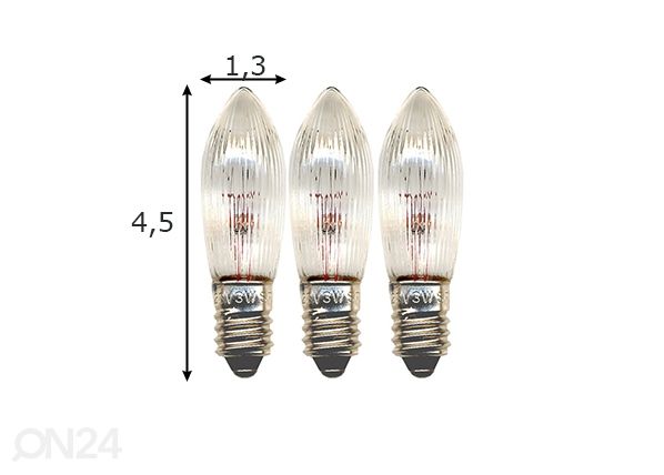 Elektripirnid E10 3 W (3tk) mõõdud