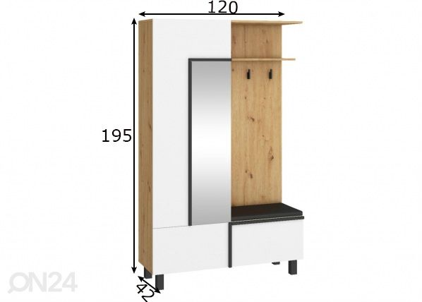 Esikukomplekt Youghal 120 cm mõõdud