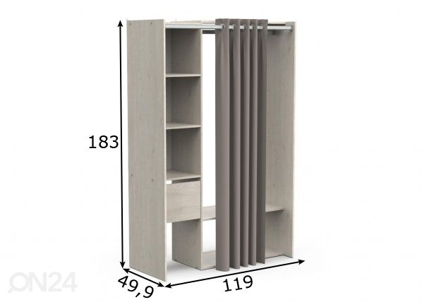 Garderoobisüsteem Flower 82,6/119 cm, kardinaga mõõdud