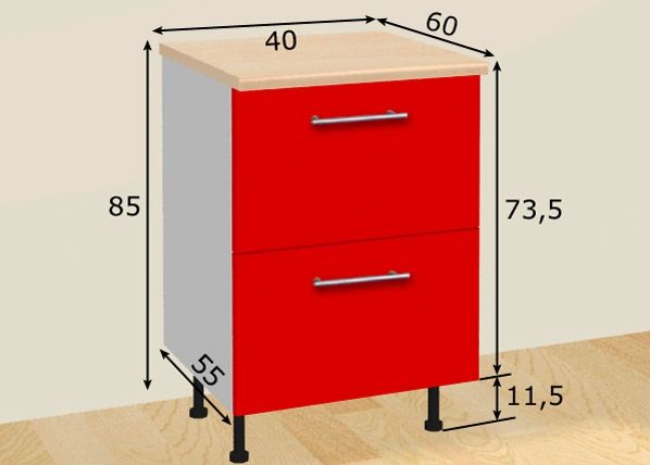 Kahe sahtliga köögikapp 40 cm mõõdud