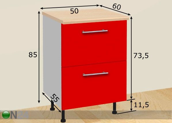 Kahe sahtliga köögikapp 50 cm mõõdud