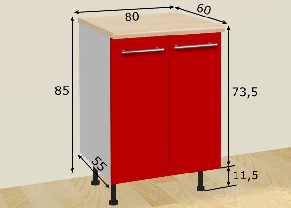 Kahe uksega köögikapp 80 cm mõõdud