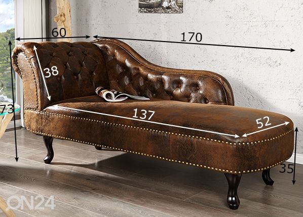 Kanapee Chesterfield mõõdud