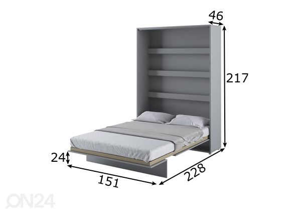 Kappvoodi Lenart BED CONCEPT 140x200 cm mõõdud