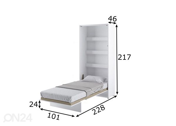 Kappvoodi Lenart BED CONCEPT 90x200 cm mõõdud