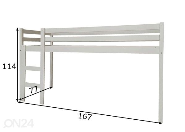 Kasepuust poolkõrge narivoodi 70x160 cm mõõdud