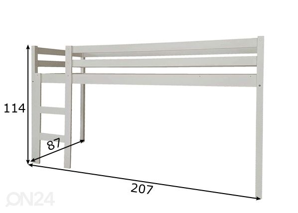 Kasepuust poolkõrge narivoodi 80x200 cm mõõdud