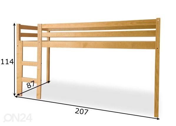 Kasepuust poolkõrge narivoodi 80x200 cm mõõdud