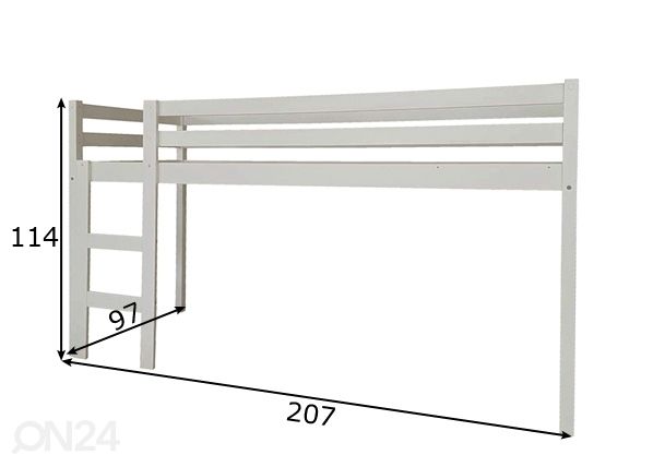 Kasepuust poolkõrge narivoodi 90x200 cm mõõdud