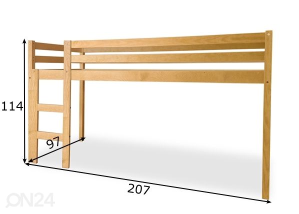 Kasepuust poolkõrge narivoodi 90x200 cm mõõdud