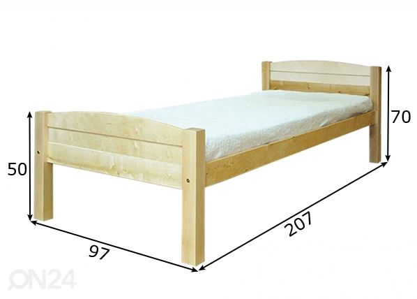 Kasepuust voodi 90x200 cm mõõdud