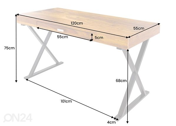 Kirjutuslaud Elements mõõdud