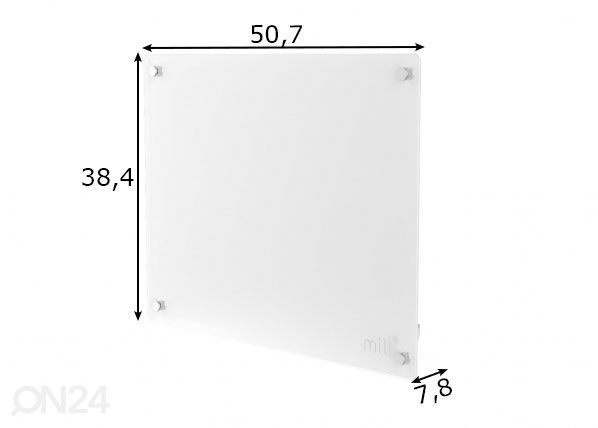 Klaaspaneeliga WIFI radiaator Mill Steel GL400WIFI3 mõõdud