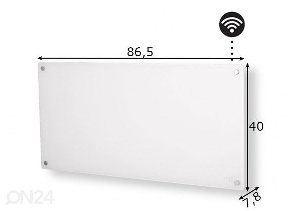 Klaaspaneeliga WIFI radiaator Mill Steel GL900WIFI3 mõõdud