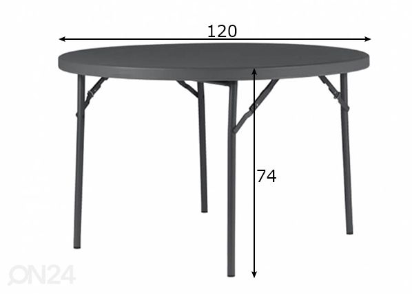 Kokkupandav aialaud Ø 120 cm mõõdud