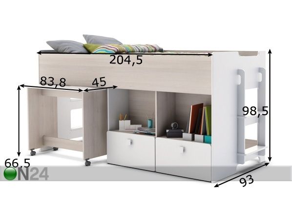 Kompaktvoodi Game + madrats Inter Pocket 90x190 cm mõõdud