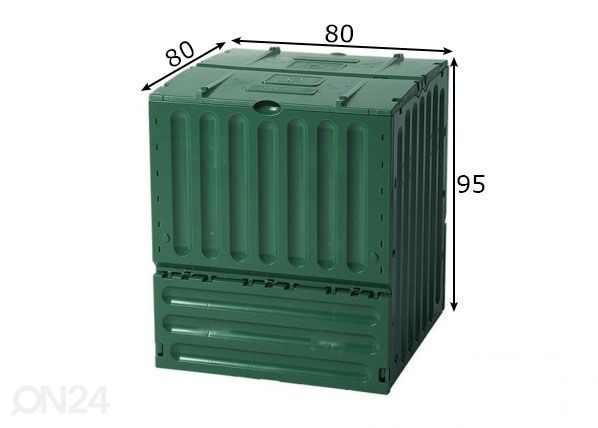 Komposter Eco King 600 L, roheline mõõdud